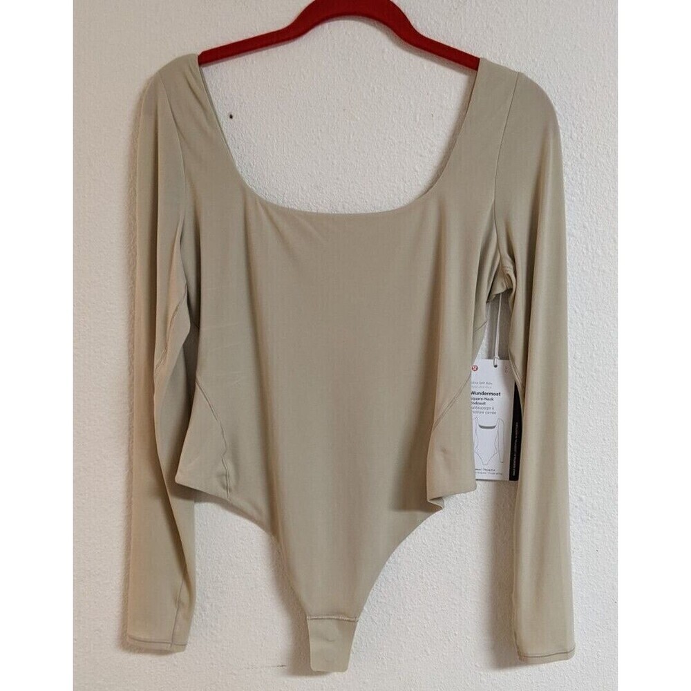 NWT~Lululemon Wundermost Square Neck Super-Soft Nulu Bodysuit in Riverstone LG